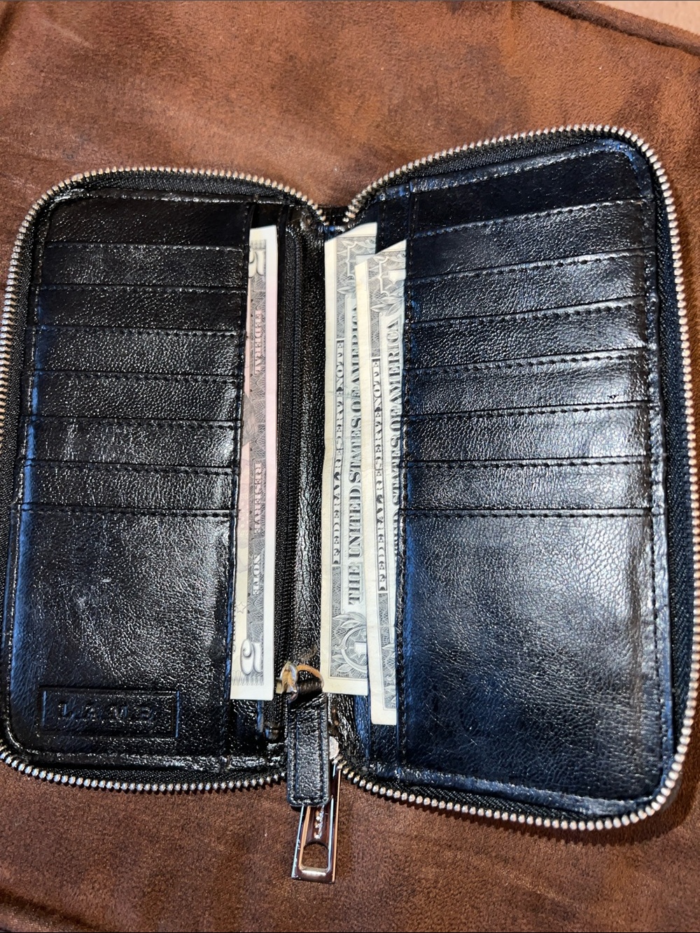 L.A.M.B. Black Multicolor Drip-Print Zip Wallet - Picture 4 of 7